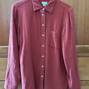 J. Crew Reddish Button Down Shirt with Textured Fabric